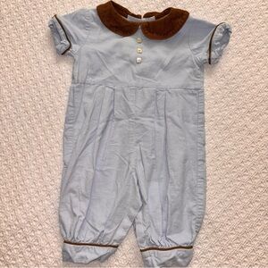 Custom pastel blue corduroy/brown Peter Pan collar, long all by lime green